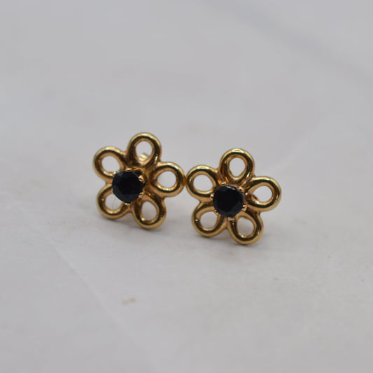 9ct Gold Sapphire Floral Stud Earrings