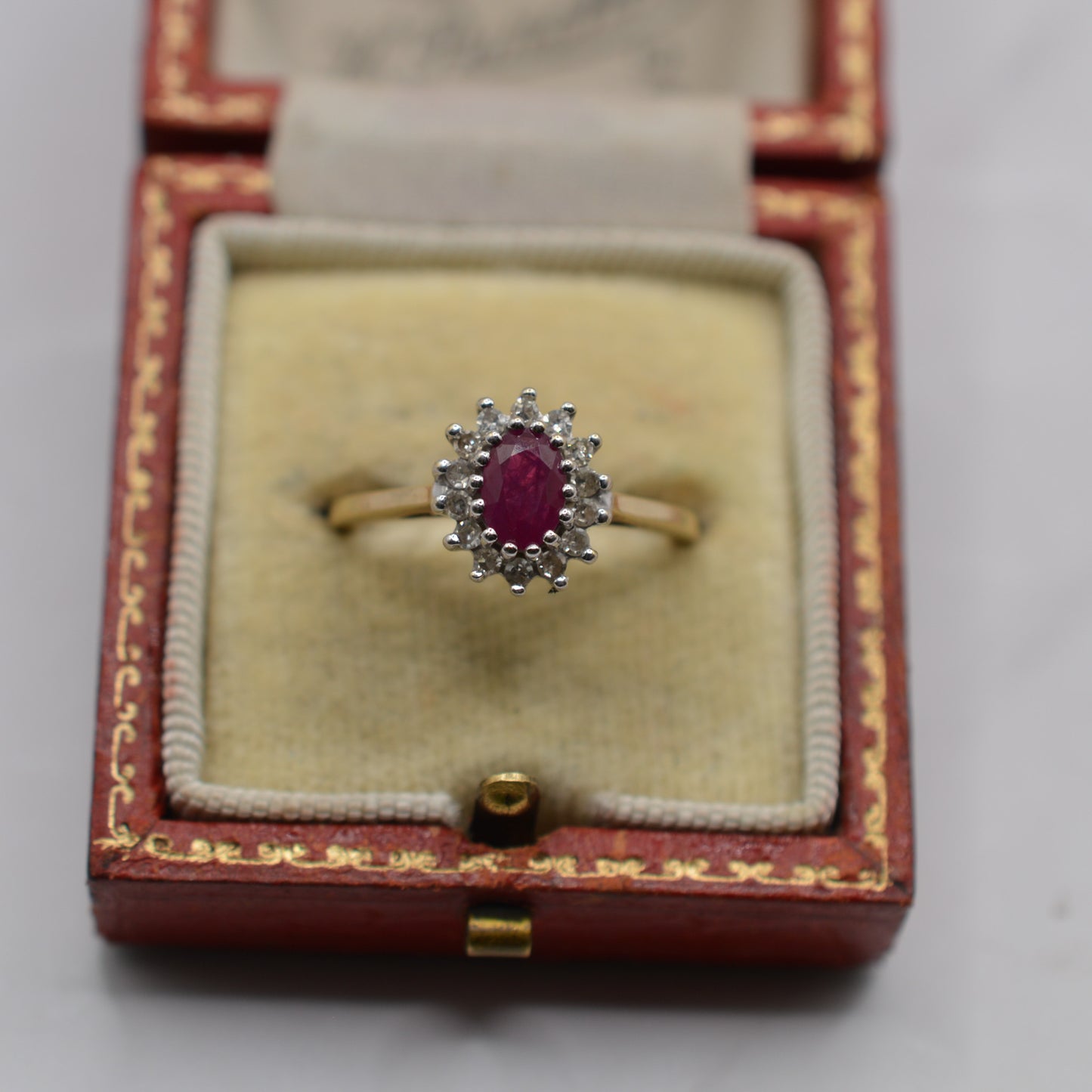 9ct Gold Ruby & Diamond Cluster Ring
