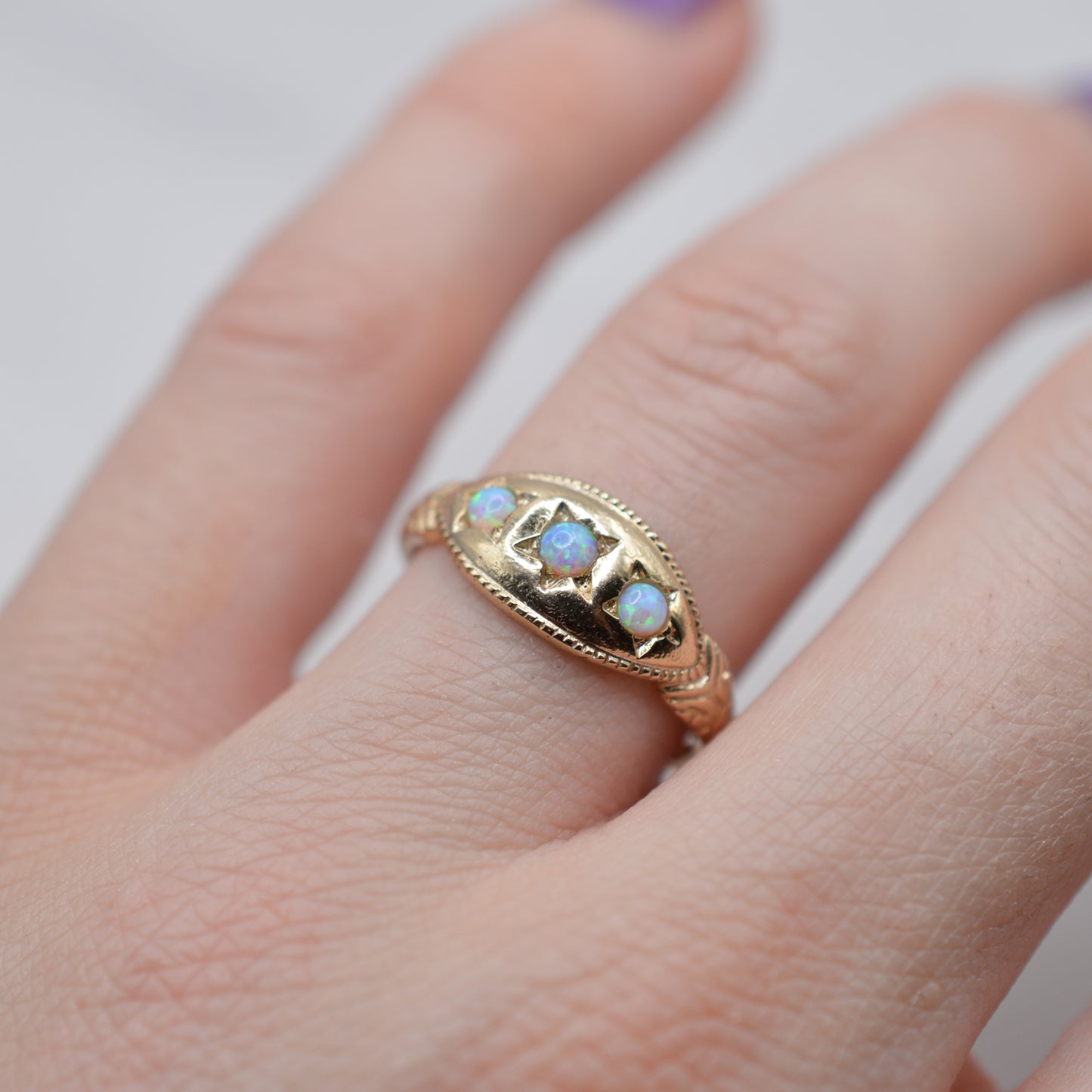 9ct Gold Opal Trilogy Gypsy Ring