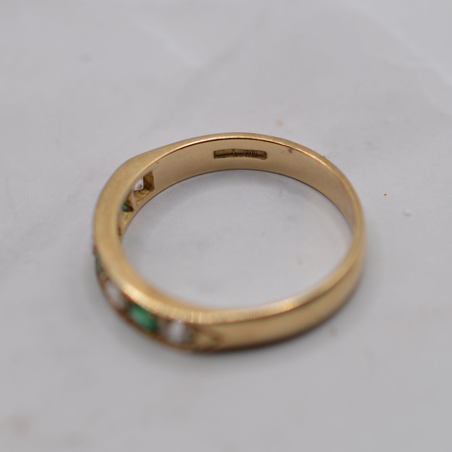 9ct Gold Emerald & CZ Half-Eternity Ring