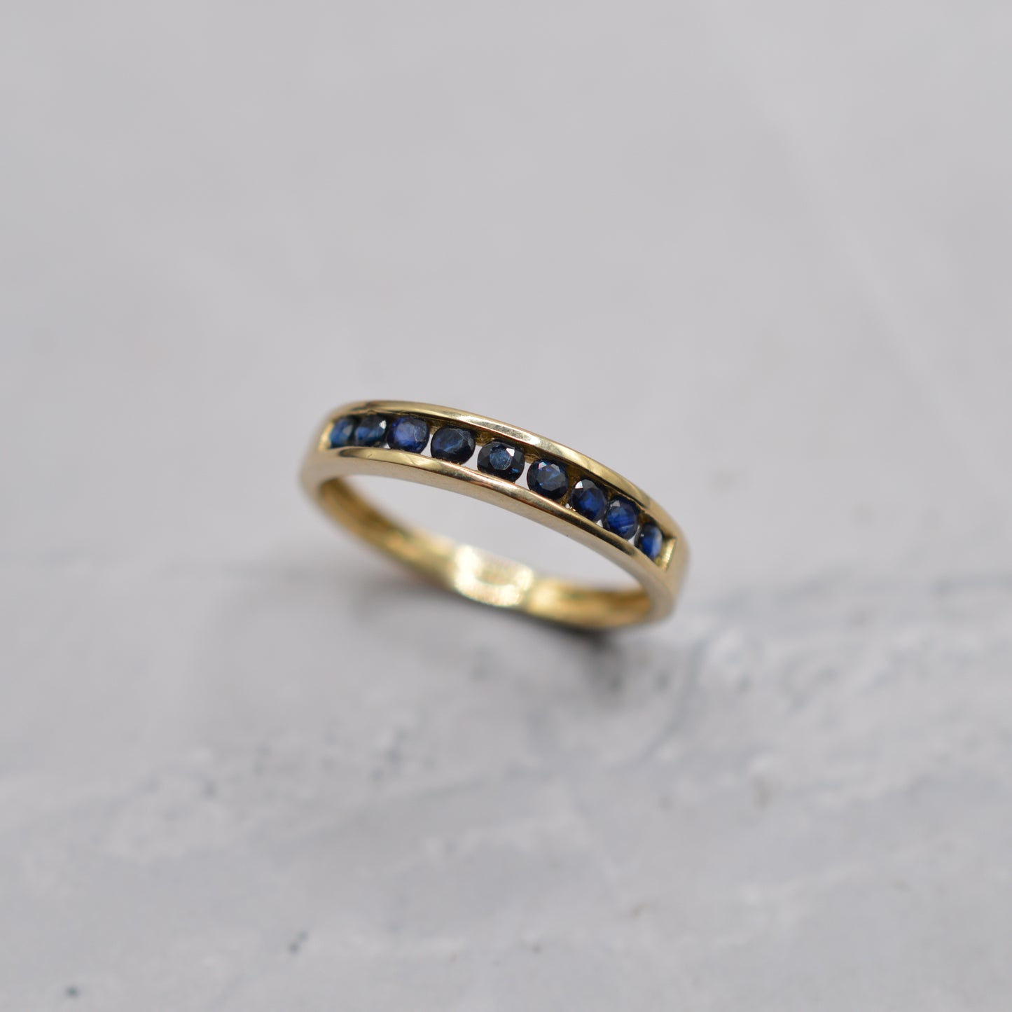Y2K 9ct Gold Sapphire Half-Eternity Ring