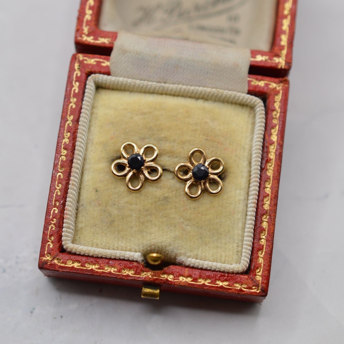 9ct Gold Sapphire Floral Stud Earrings