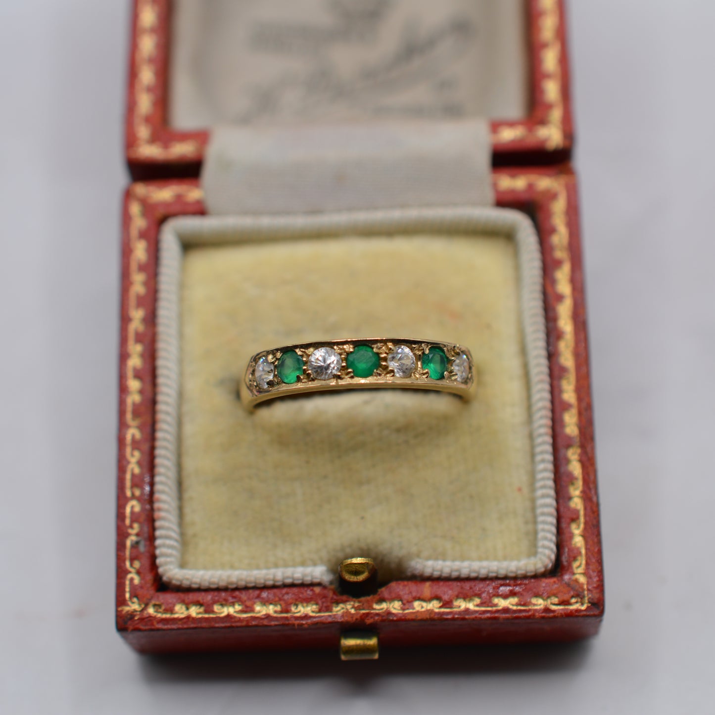 9ct Gold Emerald & CZ Half-Eternity Ring