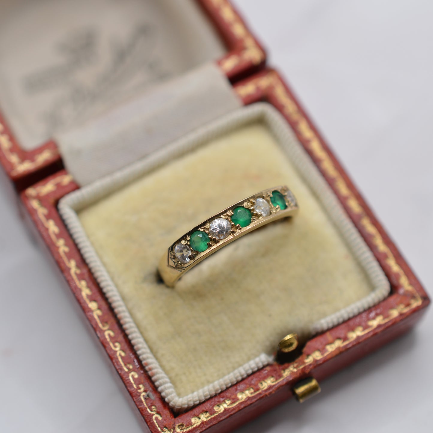9ct Gold Emerald & CZ Half-Eternity Ring