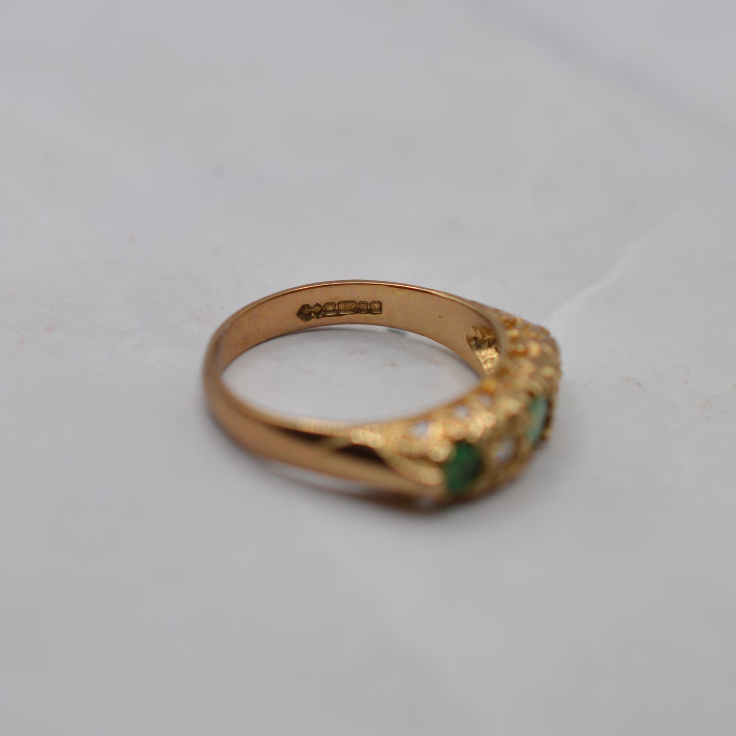 1980s 9ct Gold Emerald & Diamond Five-Stone Ring