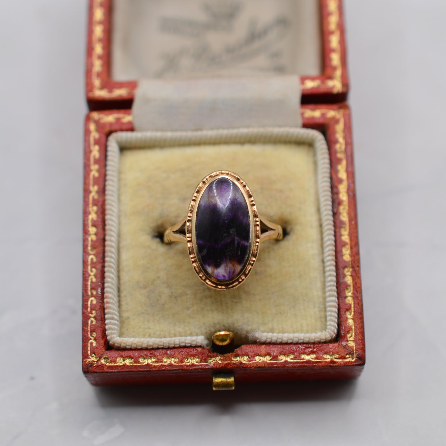 1970s Vintage 9ct Gold Blue John Ring