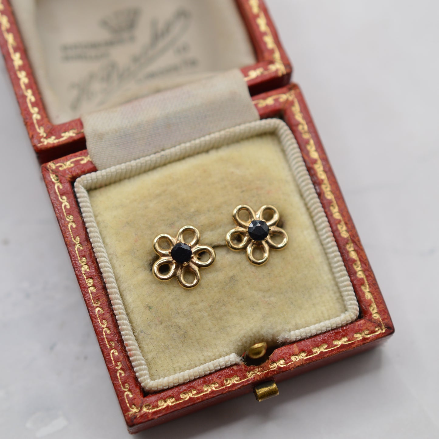 9ct Gold Sapphire Floral Stud Earrings