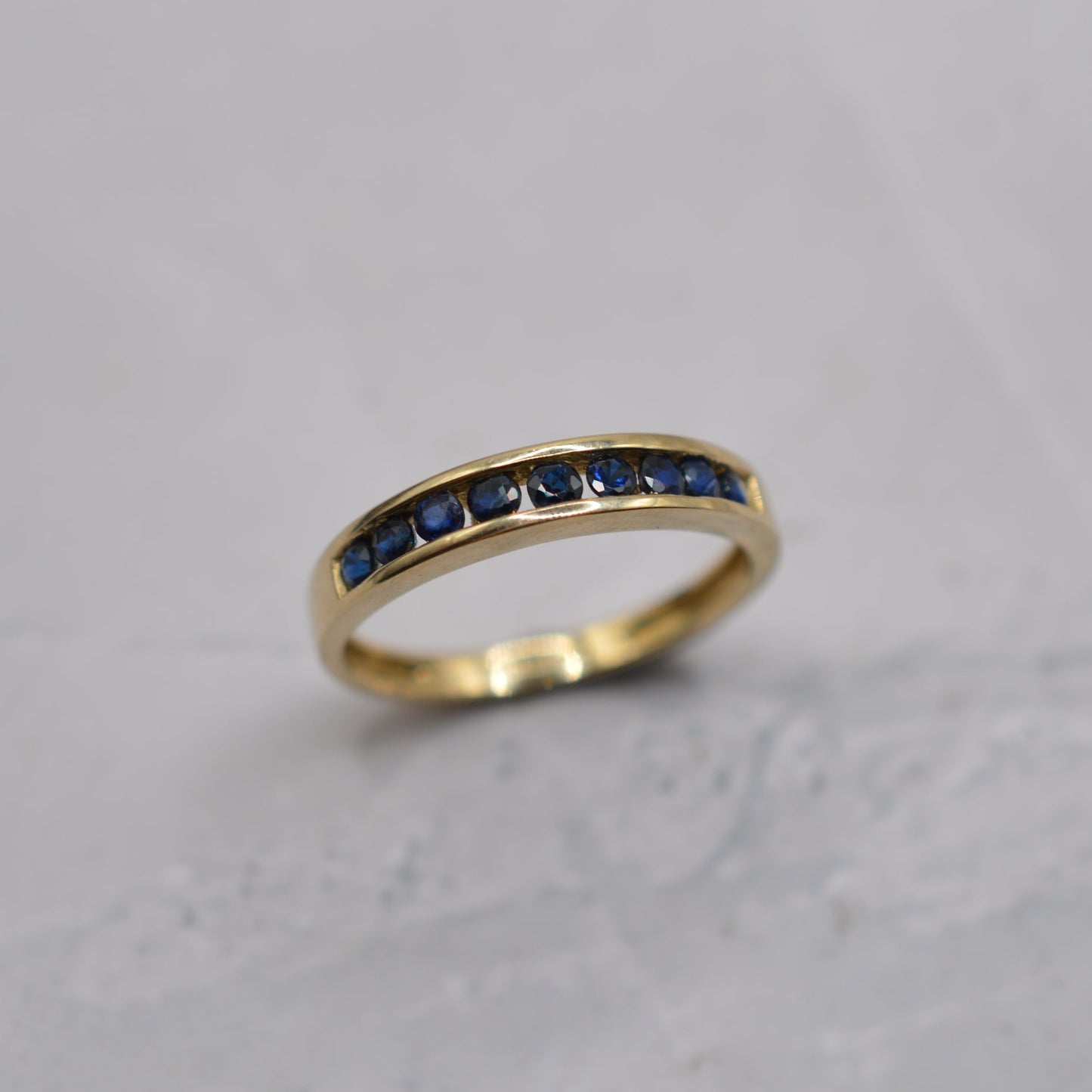 Y2K 9ct Gold Sapphire Half-Eternity Ring