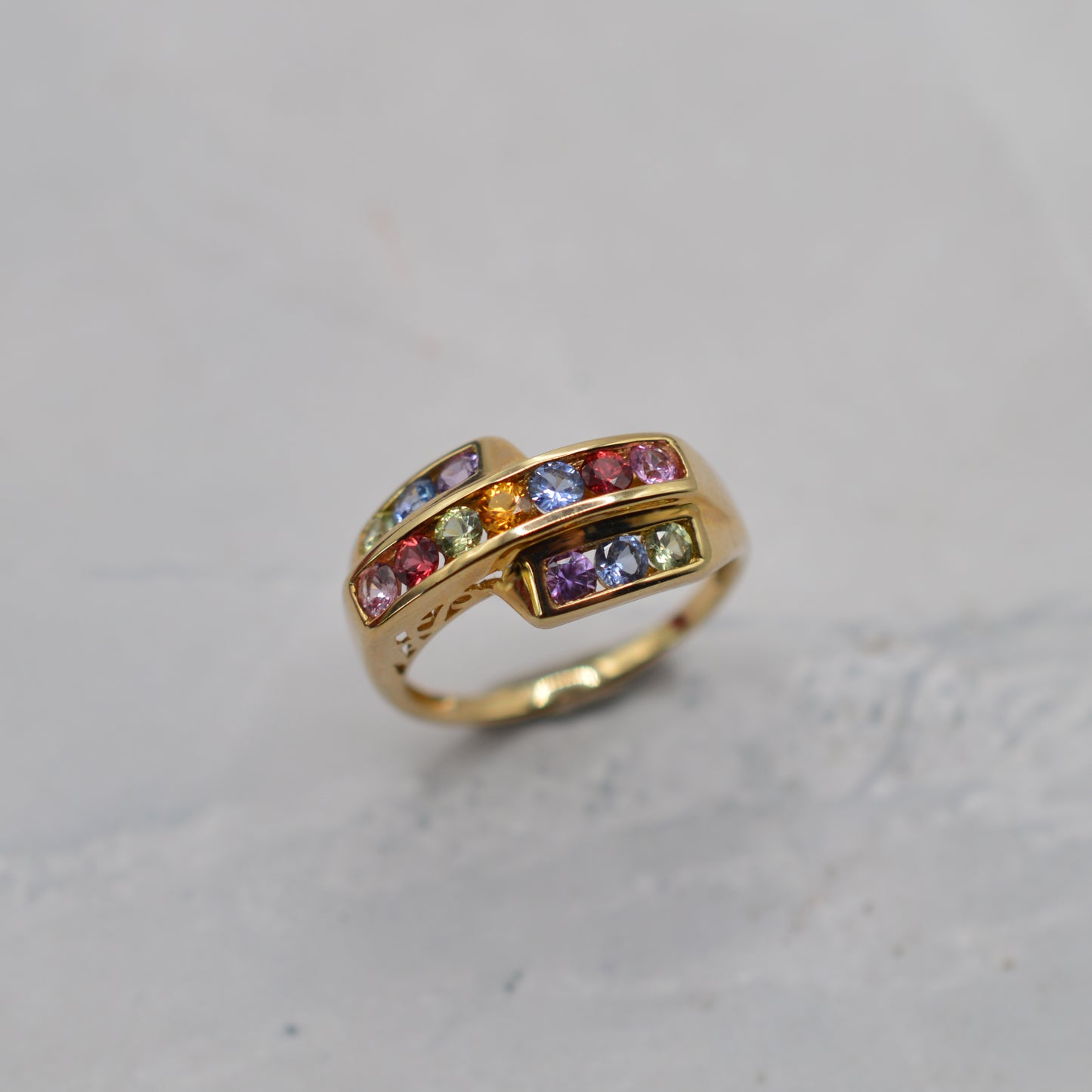 Y2K Chunky 9ct Gold Sapphire & Ruby Ring