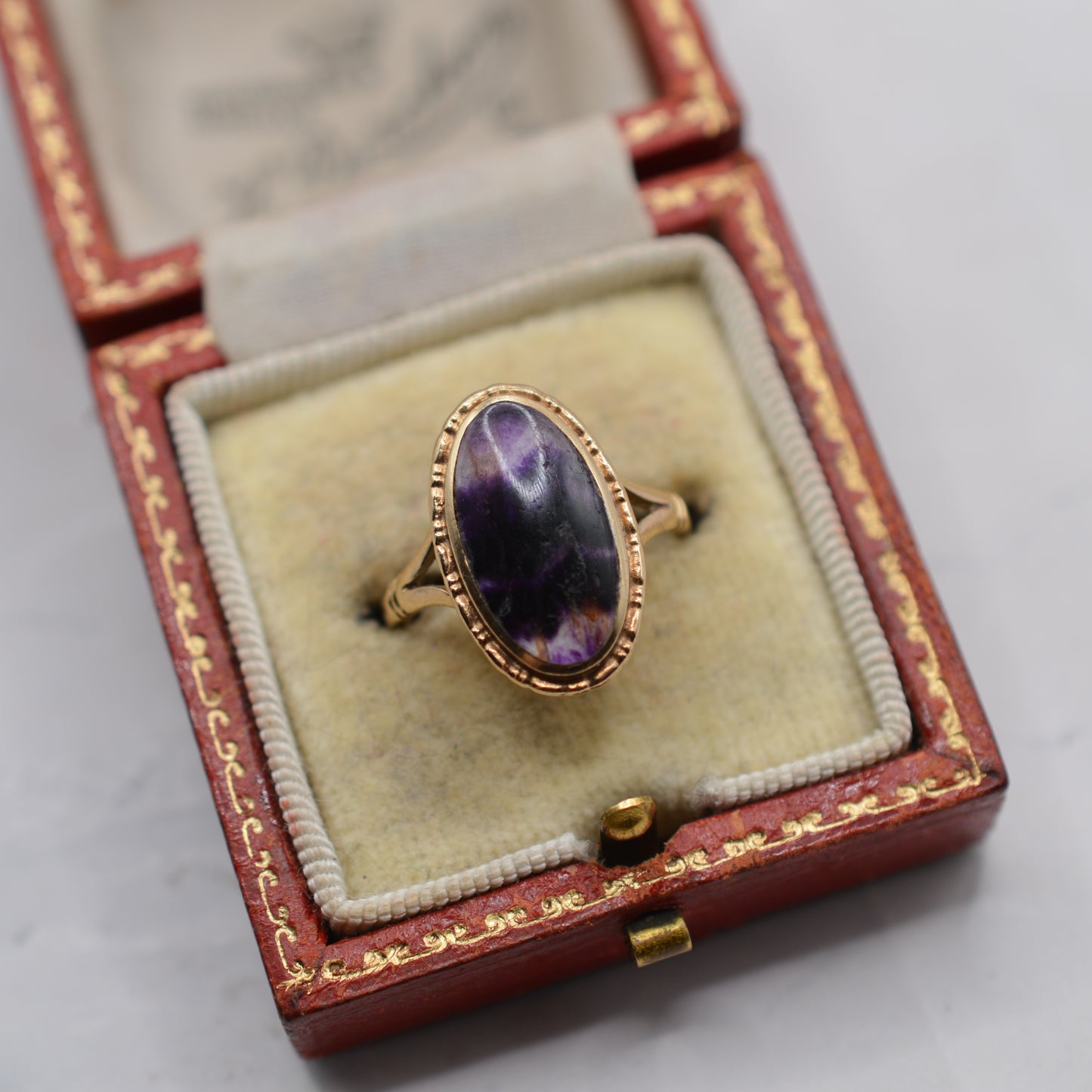 1970s Vintage 9ct Gold Blue John Ring