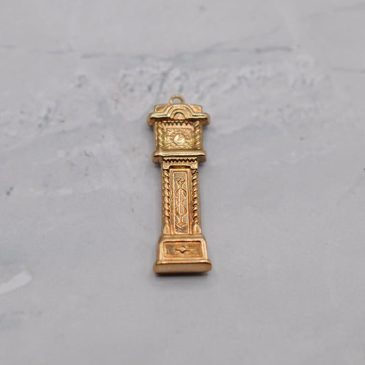 1970s Vintage 9ct Gold Grandfather Clock Charm/Pendant
