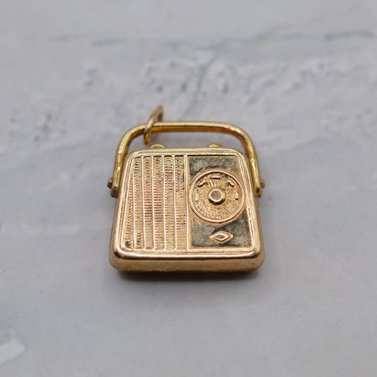 1970s Vintage 9ct Gold Retro Transistor Radio Charm