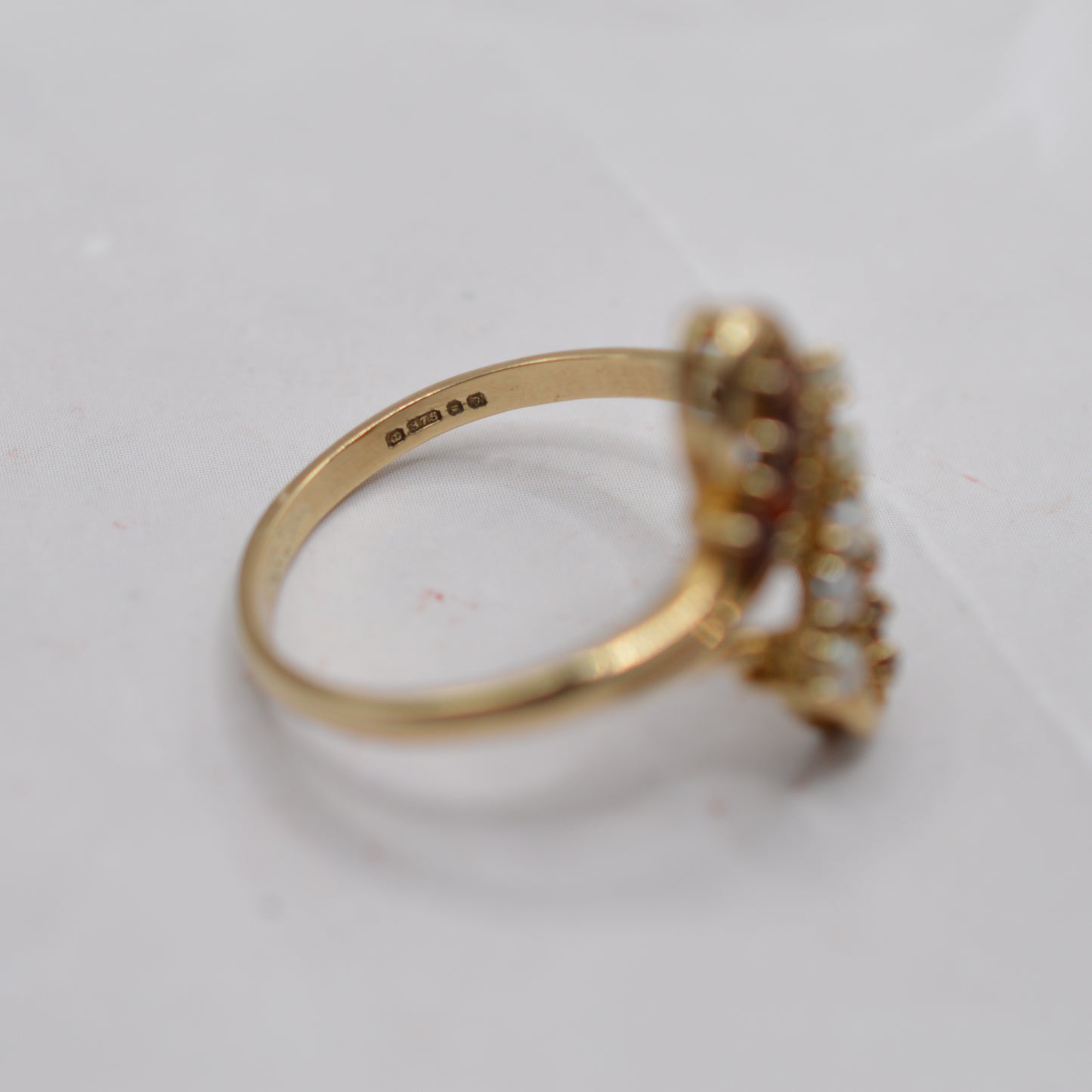 1980s 9ct Gold Garnet & Pearl Dress Ring