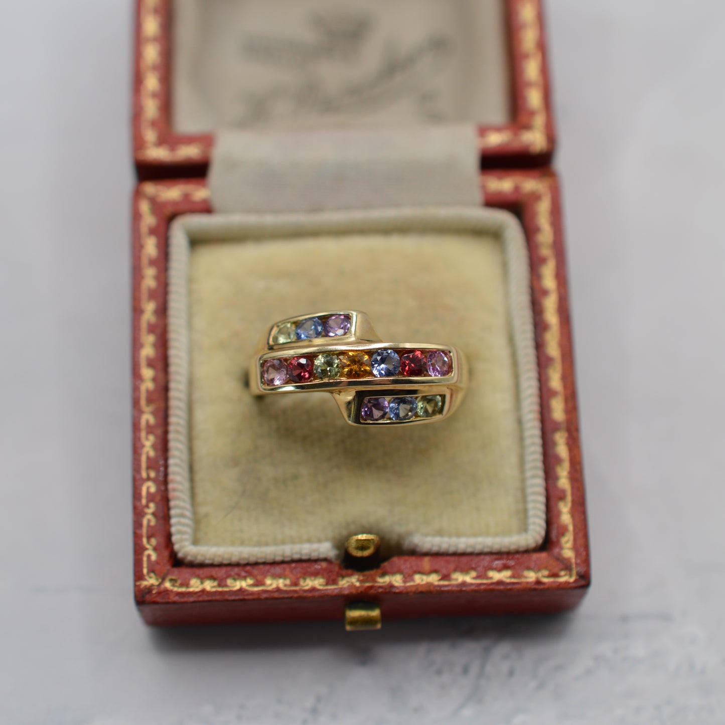 Y2K Chunky 9ct Gold Sapphire & Ruby Ring