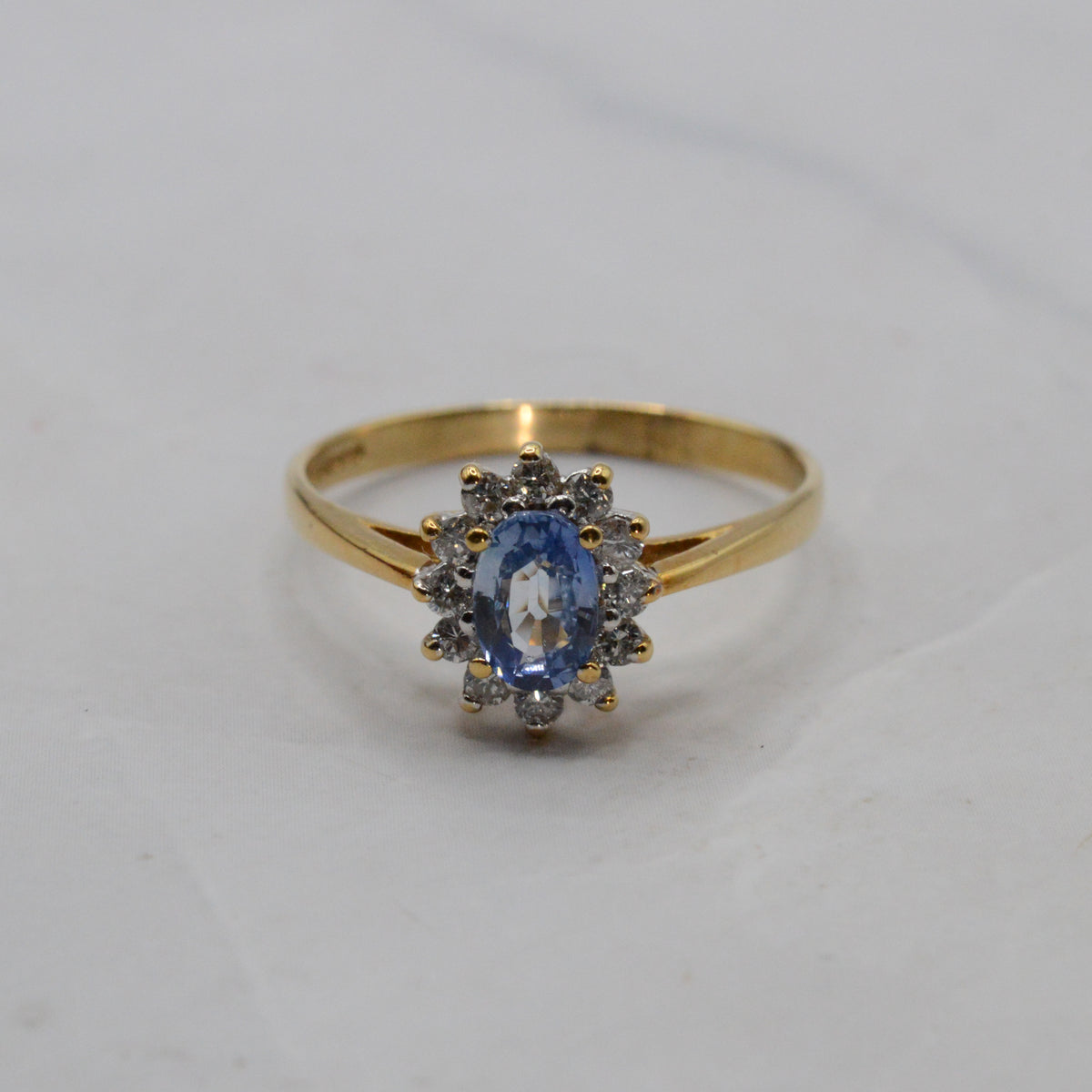 1980s 18ct Gold Sapphire & Diamond Cluster Ring