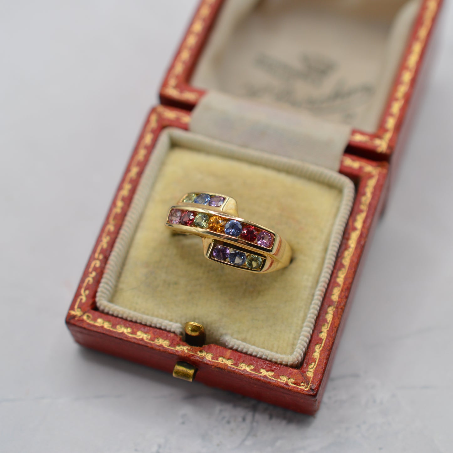 Y2K Chunky 9ct Gold Sapphire & Ruby Ring