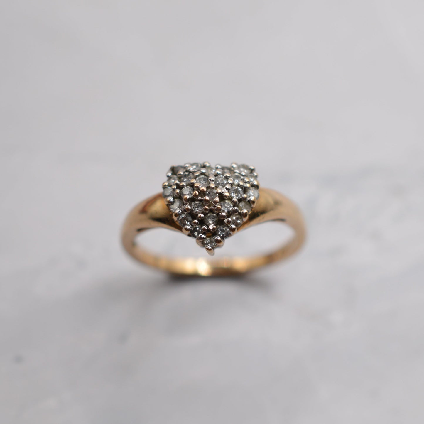 9ct Gold Diamond Heart Cluster Ring