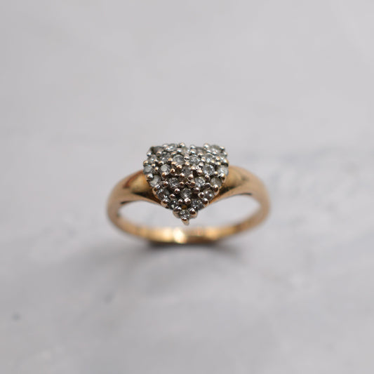 9ct Gold Diamond Heart Cluster Ring