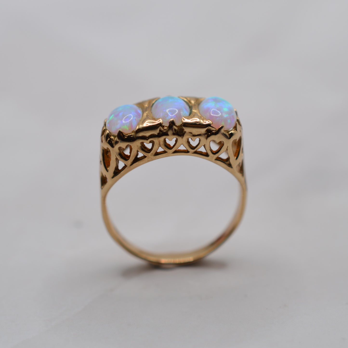 Chunky 9ct Gold Opal Trilogy Ring