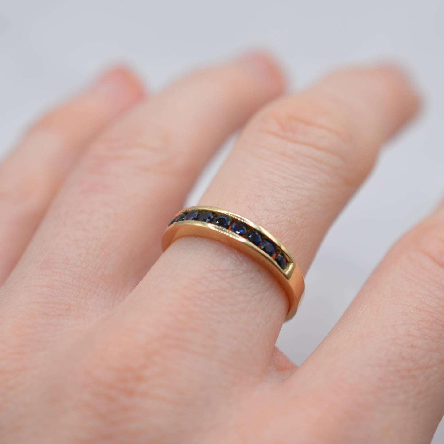 Y2K 9ct Gold Sapphire Half-Eternity Ring