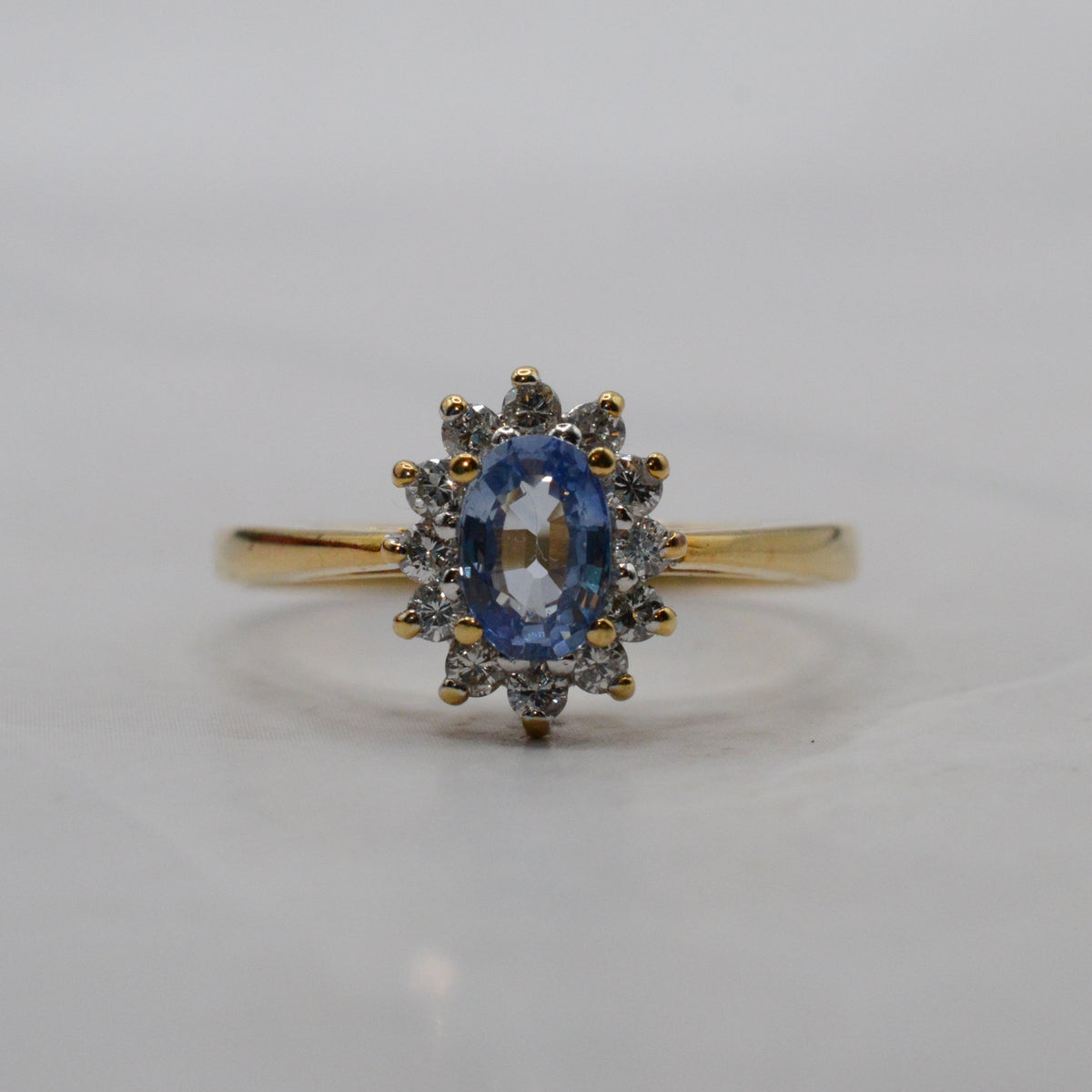 1980s 18ct Gold Sapphire & Diamond Cluster Ring