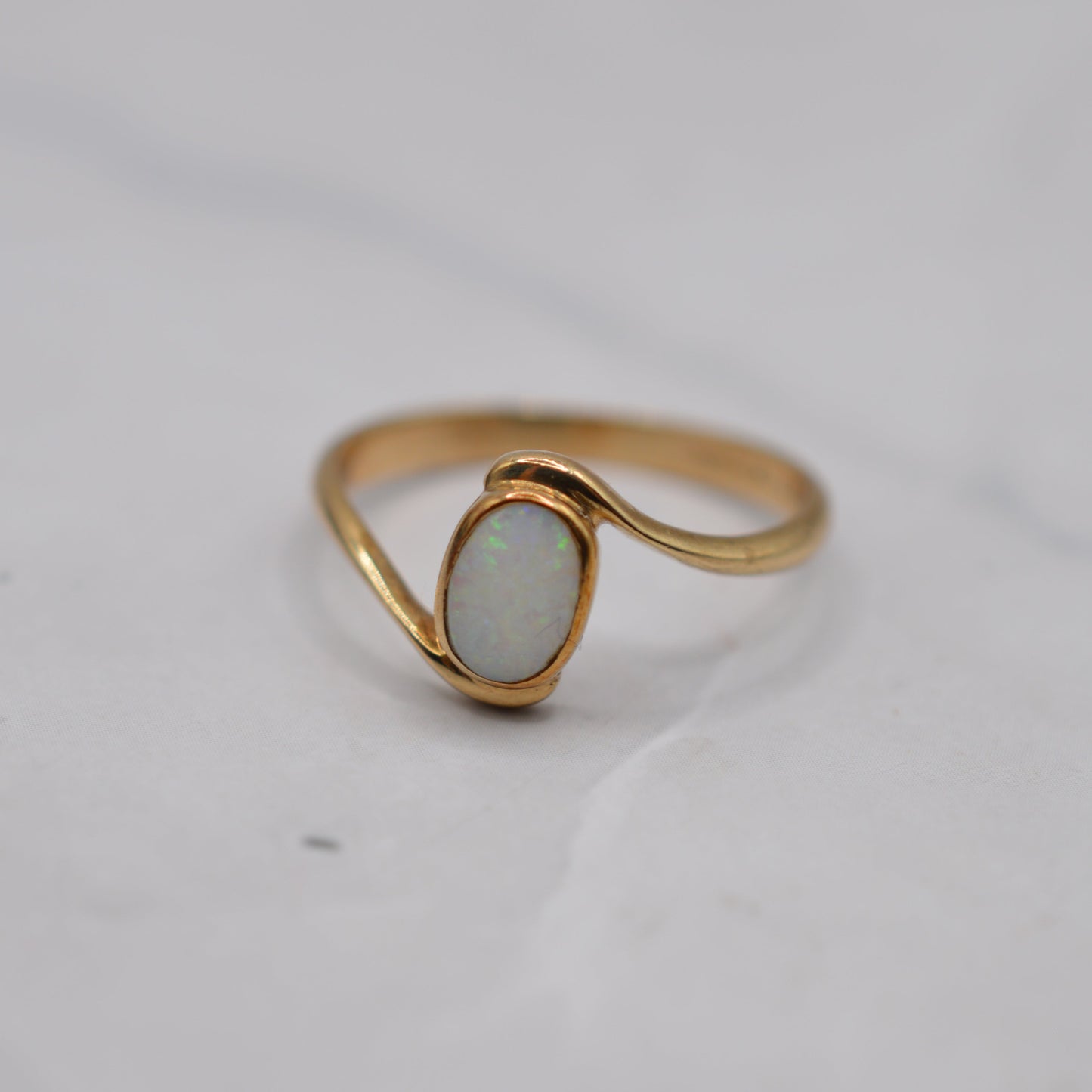 1990s 9ct Gold Opal Bezel-Set Bypass Ring
