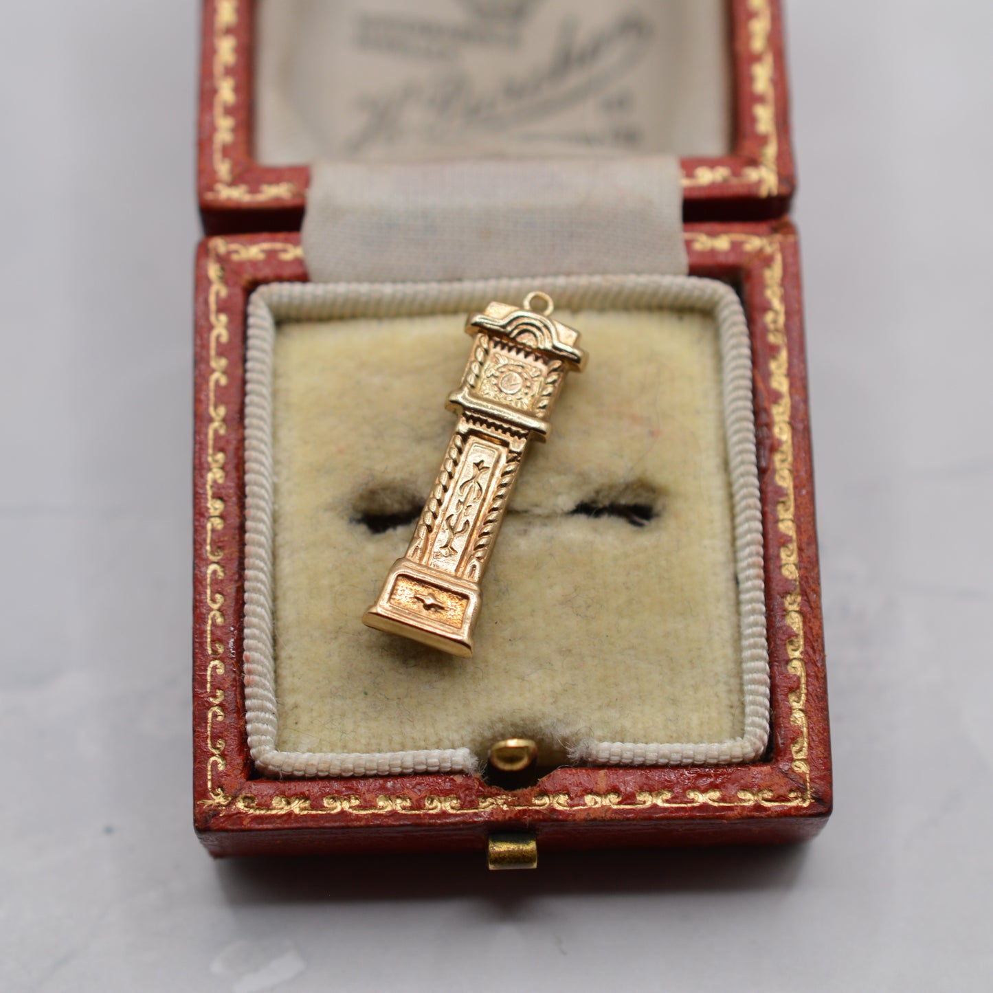 1970s Vintage 9ct Gold Grandfather Clock Charm/Pendant