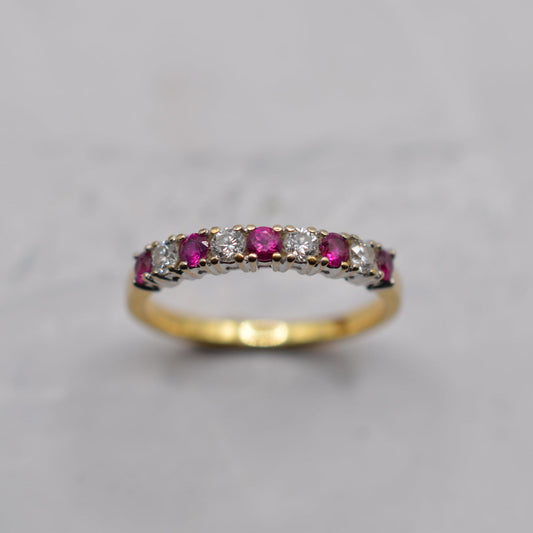 18ct Gold Ruby & Diamond Half-Eternity Ring