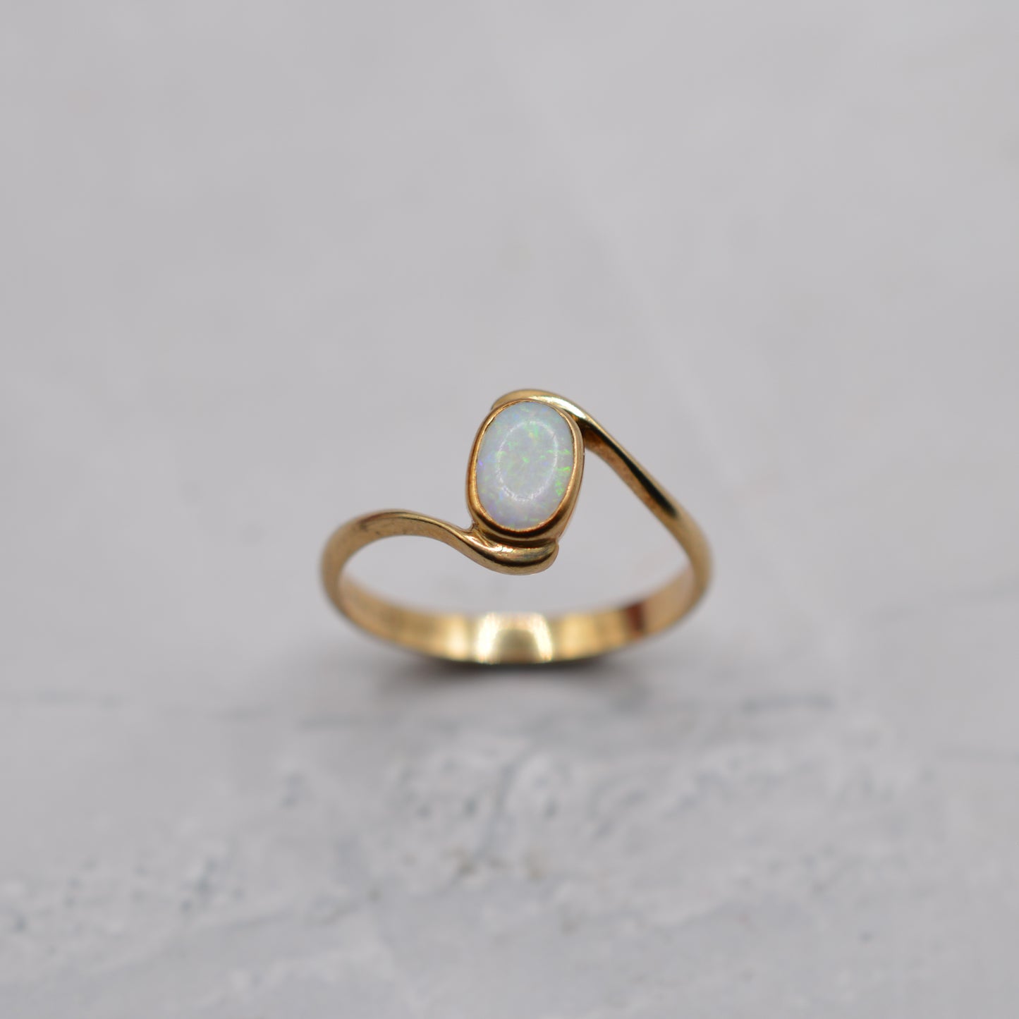 1990s 9ct Gold Opal Bezel-Set Bypass Ring