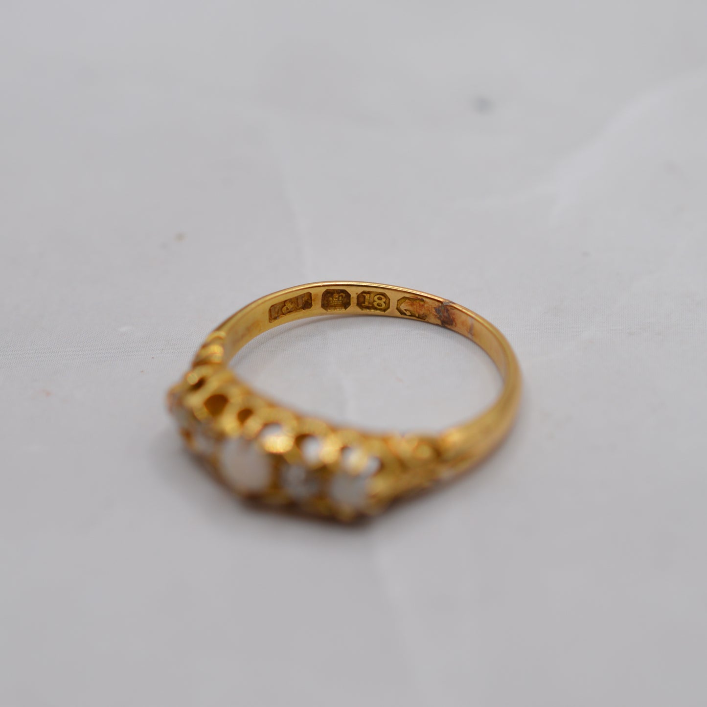 Antique 18ct Gold Opal & Diamond Five-Stone Ring