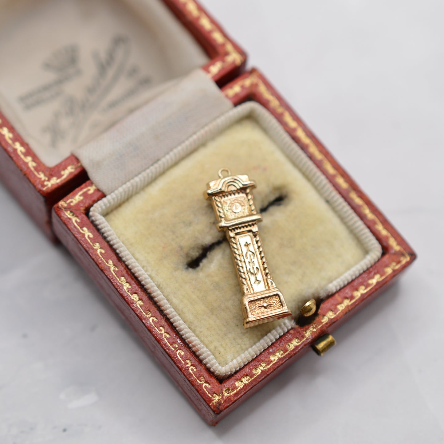 1970s Vintage 9ct Gold Grandfather Clock Charm/Pendant