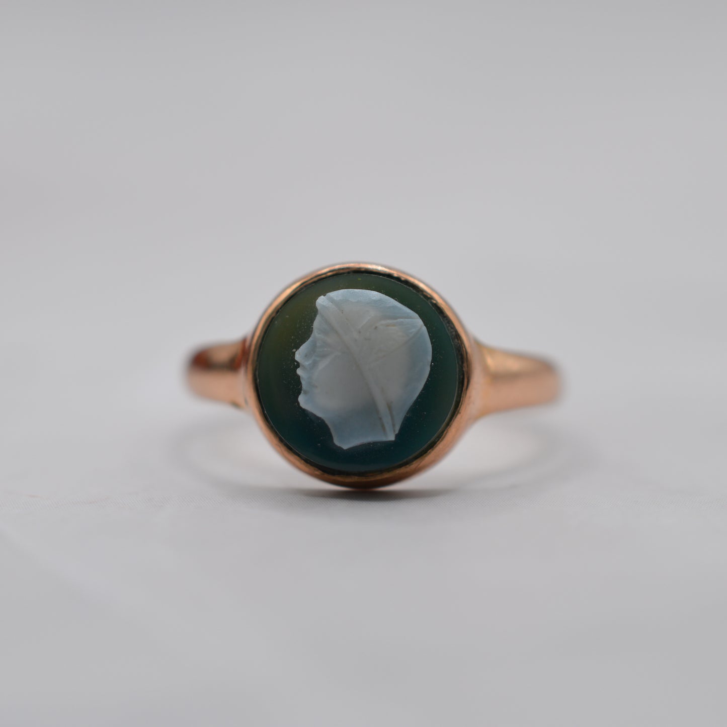 Antique 1913 Edwardian 9ct Gold Agate Cameo Ring