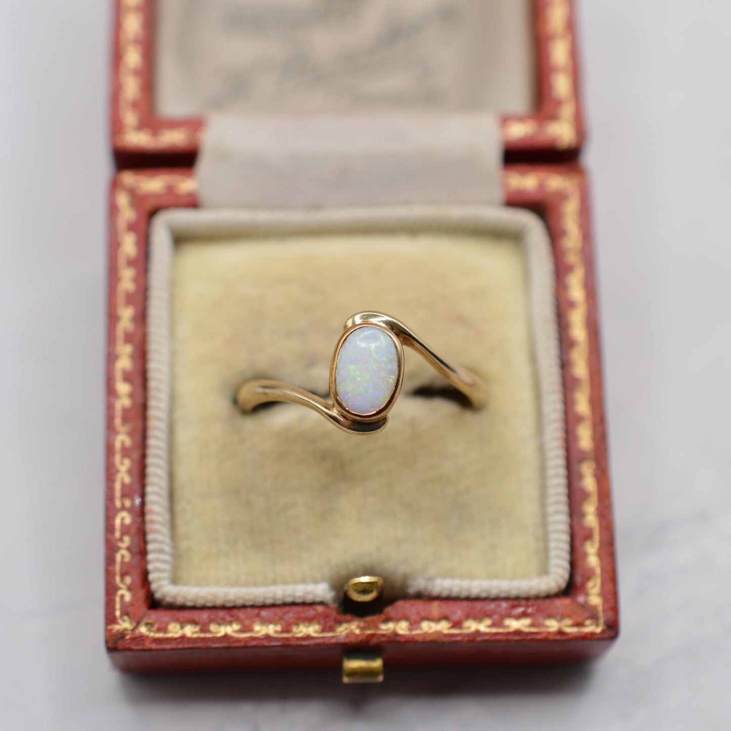 1990s 9ct Gold Opal Bezel-Set Bypass Ring