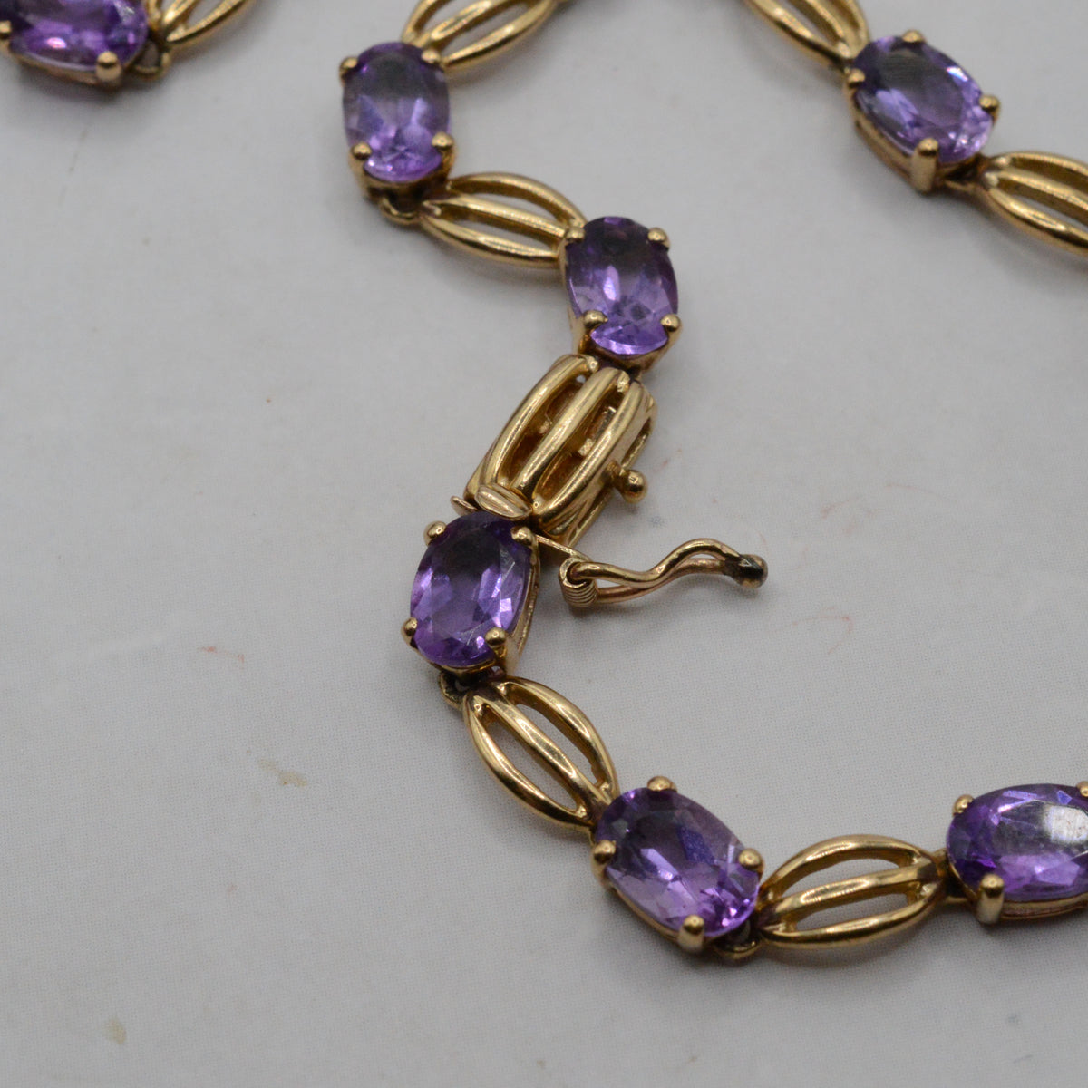 Y2K 9ct Gold Amethyst Bracelet (7”)