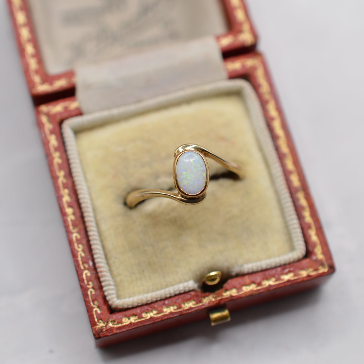 1990s 9ct Gold Opal Bezel-Set Bypass Ring