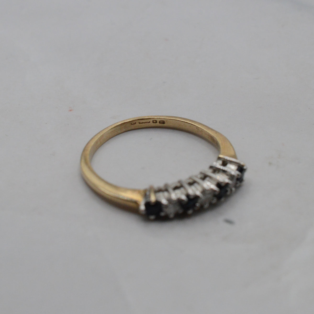 1980s 9ct Gold Sapphire & Diamond Seven-Stone Ring