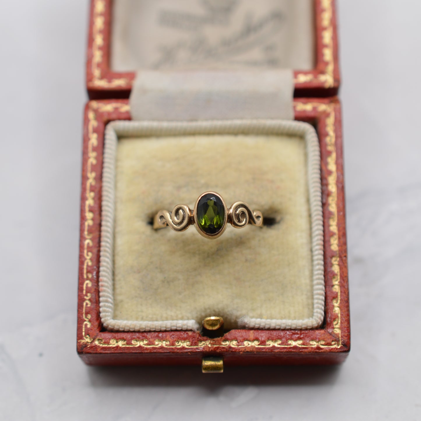 1970s Vintage 9ct Gold Tourmaline Swirl Ring