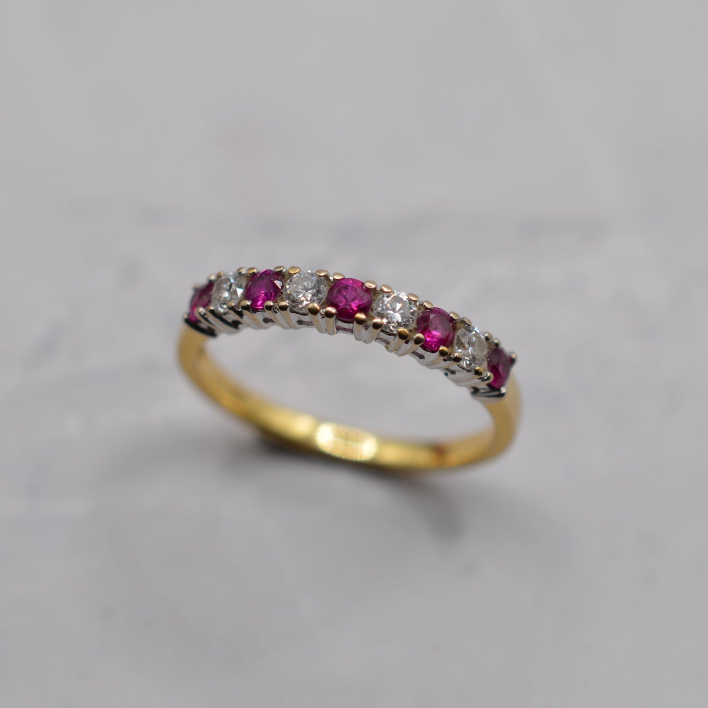 18ct Gold Ruby & Diamond Half-Eternity Ring