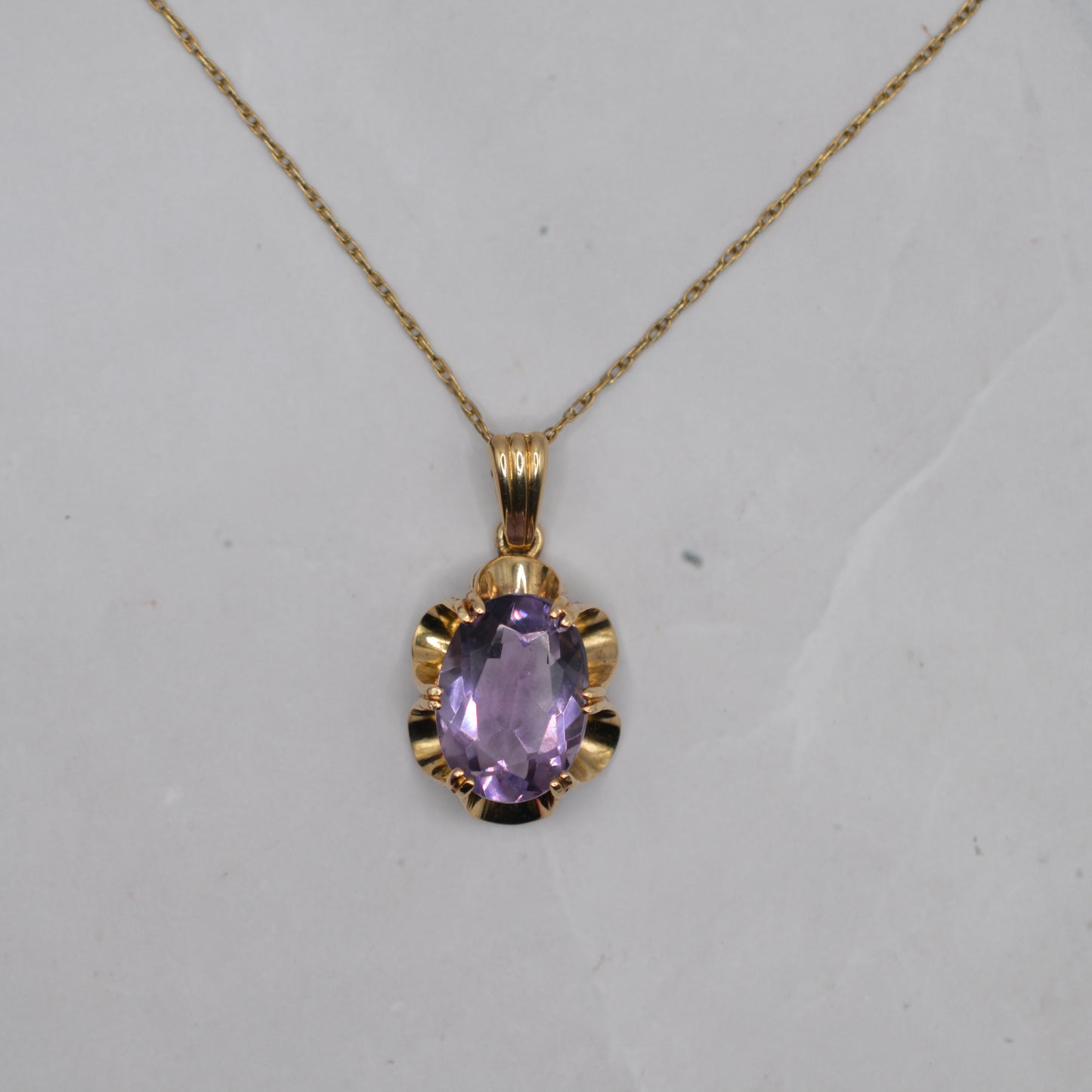 1970s Vintage 9ct Gold Amethyst Pendant