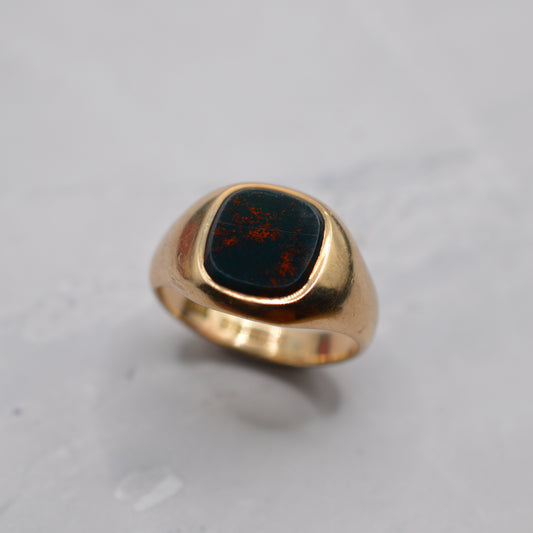 Chunky 1959 Vintage 9ct Gold Bloodstone Signet Ring