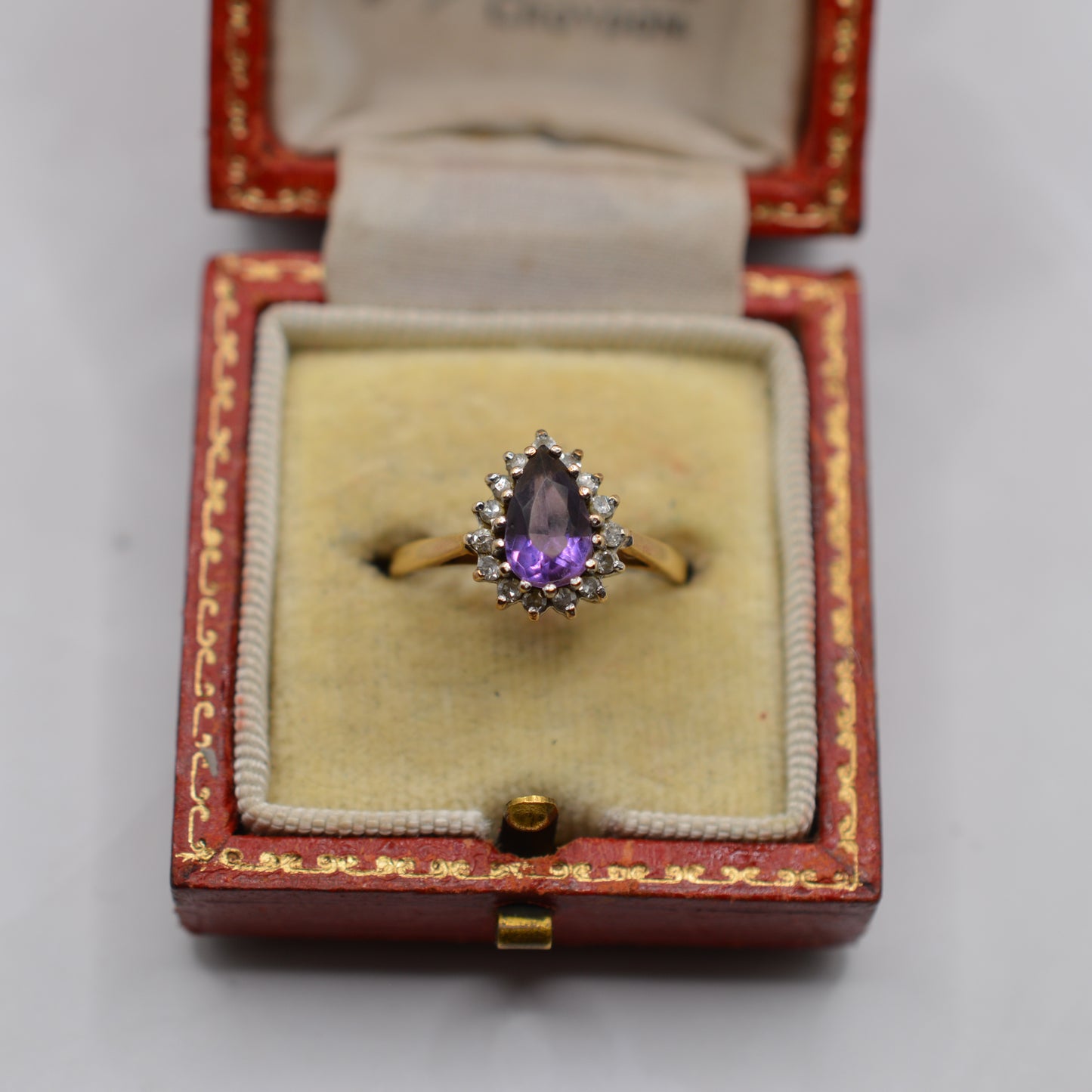 1980s 9ct Gold Amethyst & Diamond Cluster Ring