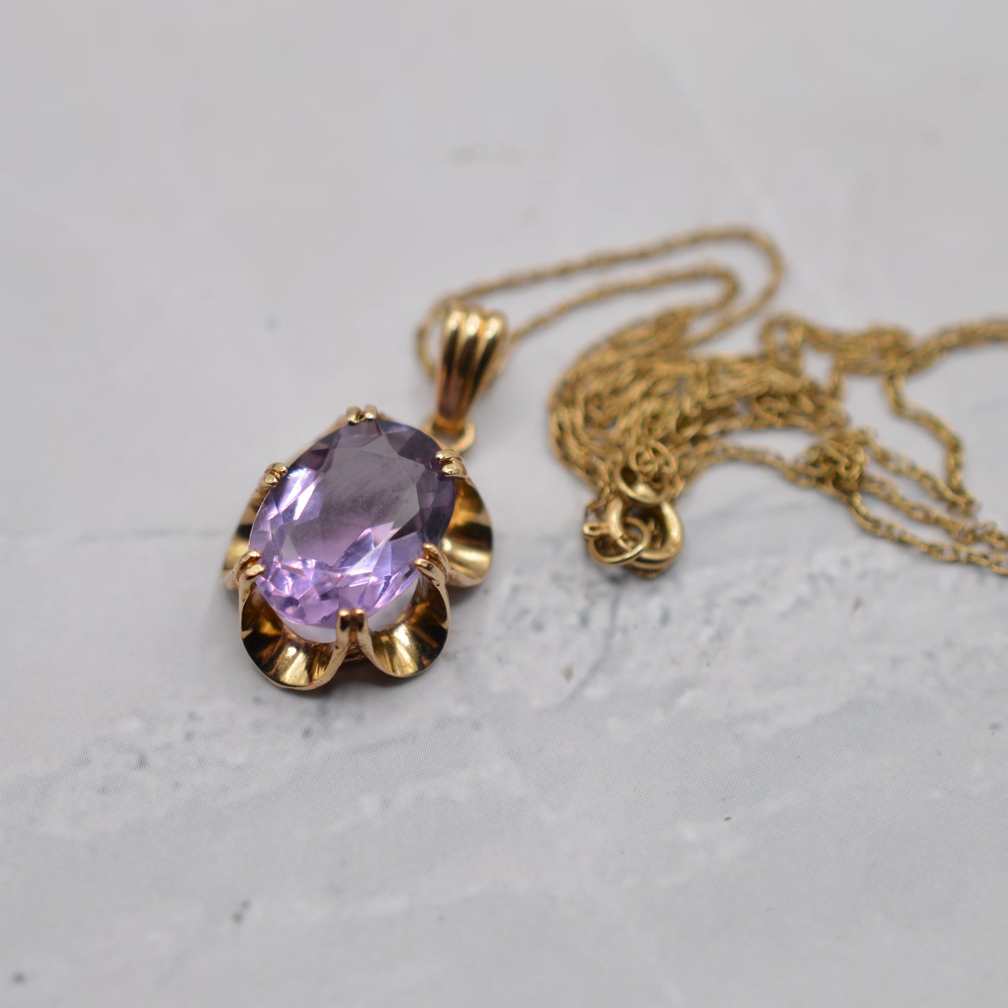1970s Vintage 9ct Gold Amethyst Pendant