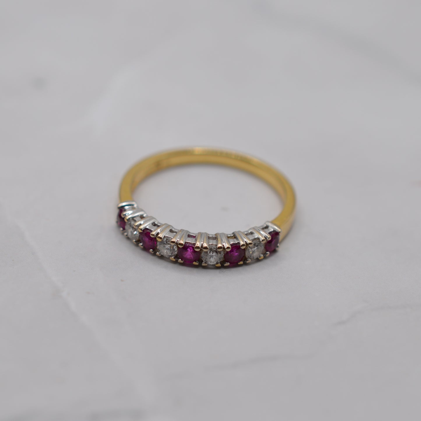 18ct Gold Ruby & Diamond Half-Eternity Ring