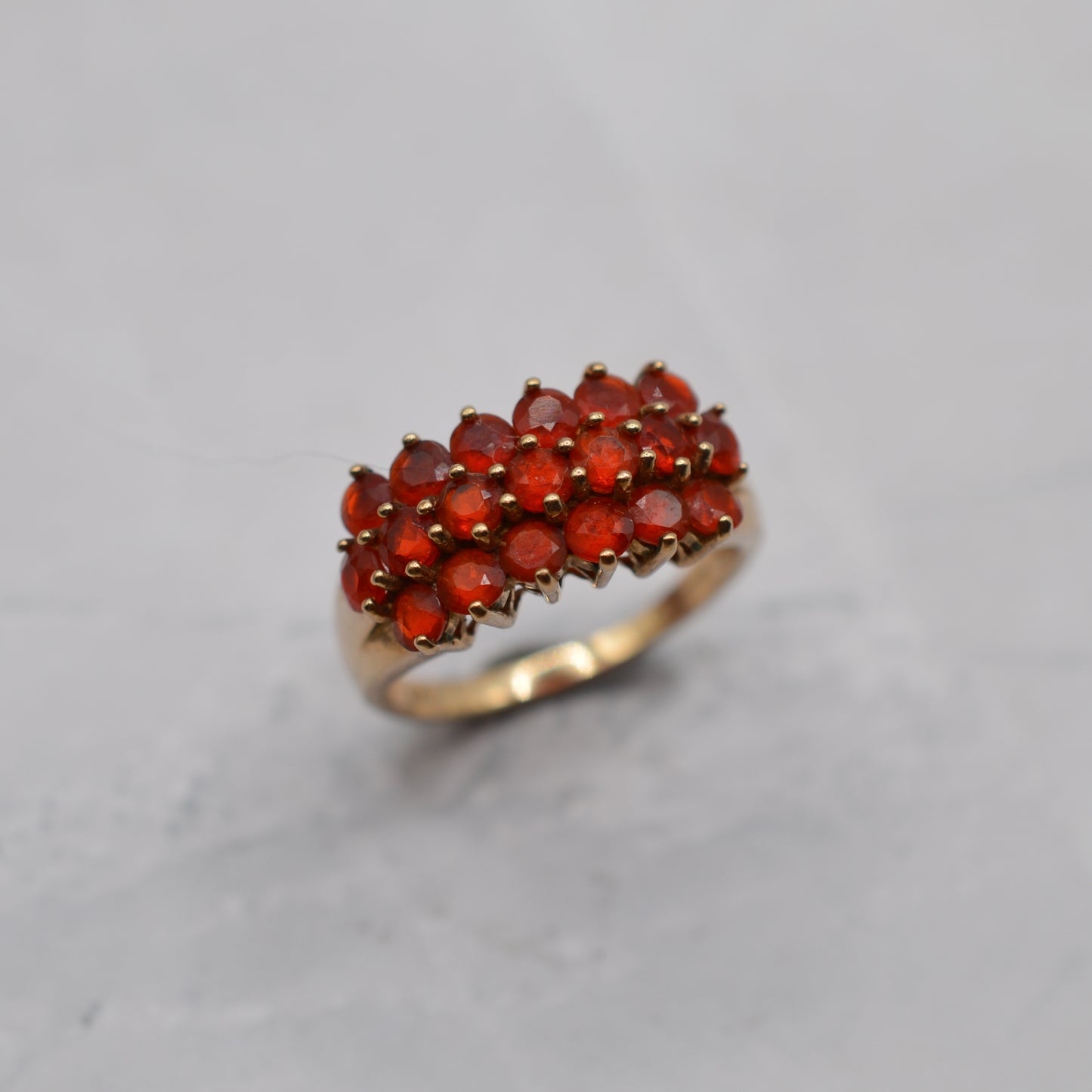 Chunky 9ct Gold Garnet Triple Row Ring