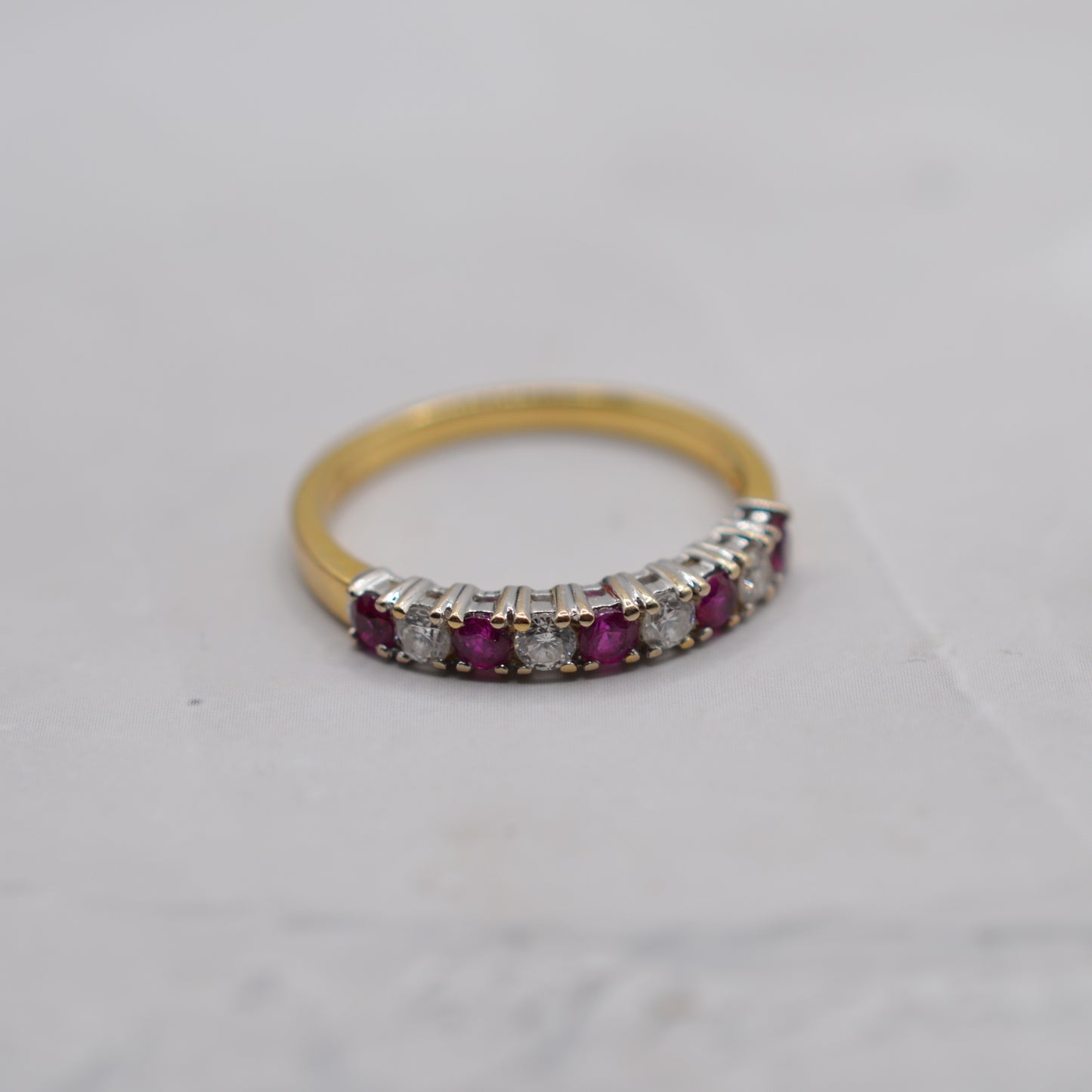 18ct Gold Ruby & Diamond Half-Eternity Ring