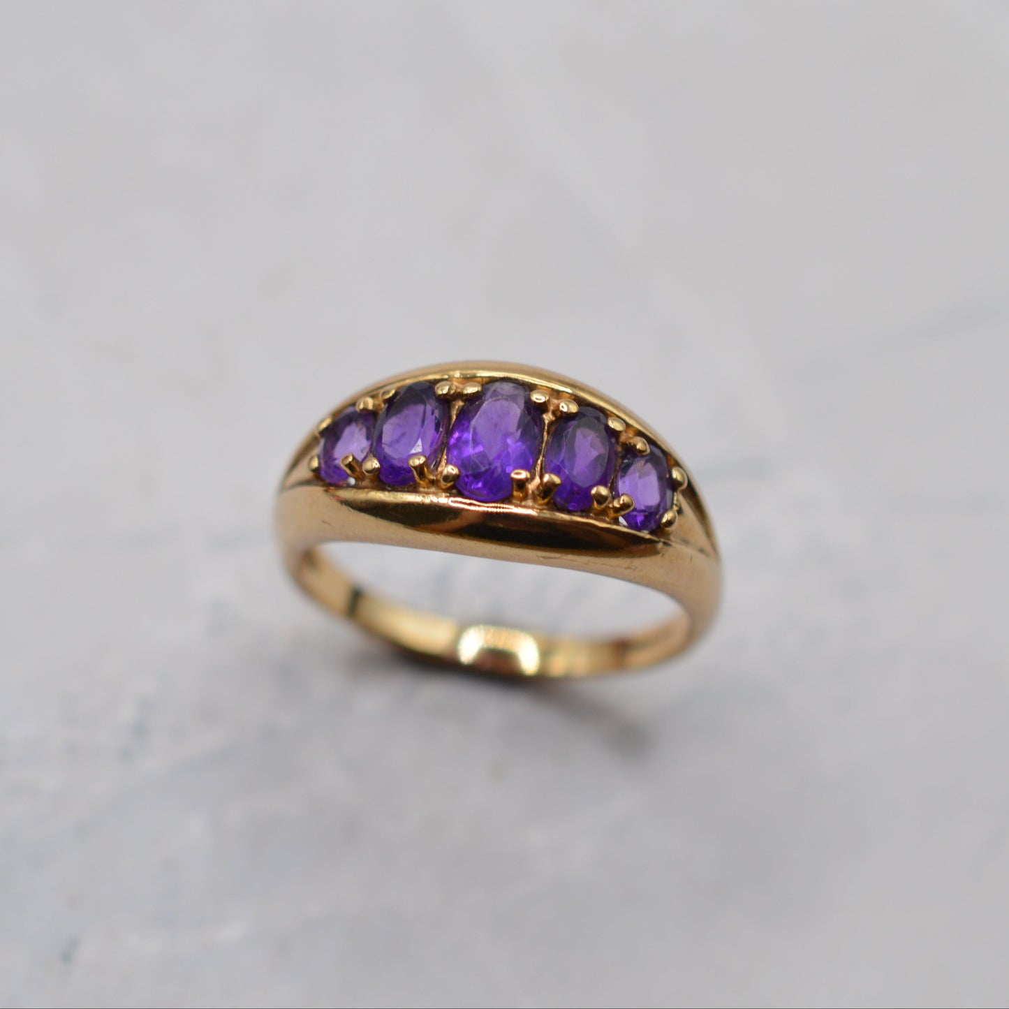 Chunky 9ct Gold Amethyst Five-Stone Ring