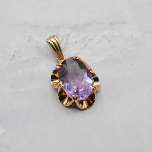 1970s Vintage 9ct Gold Amethyst Pendant