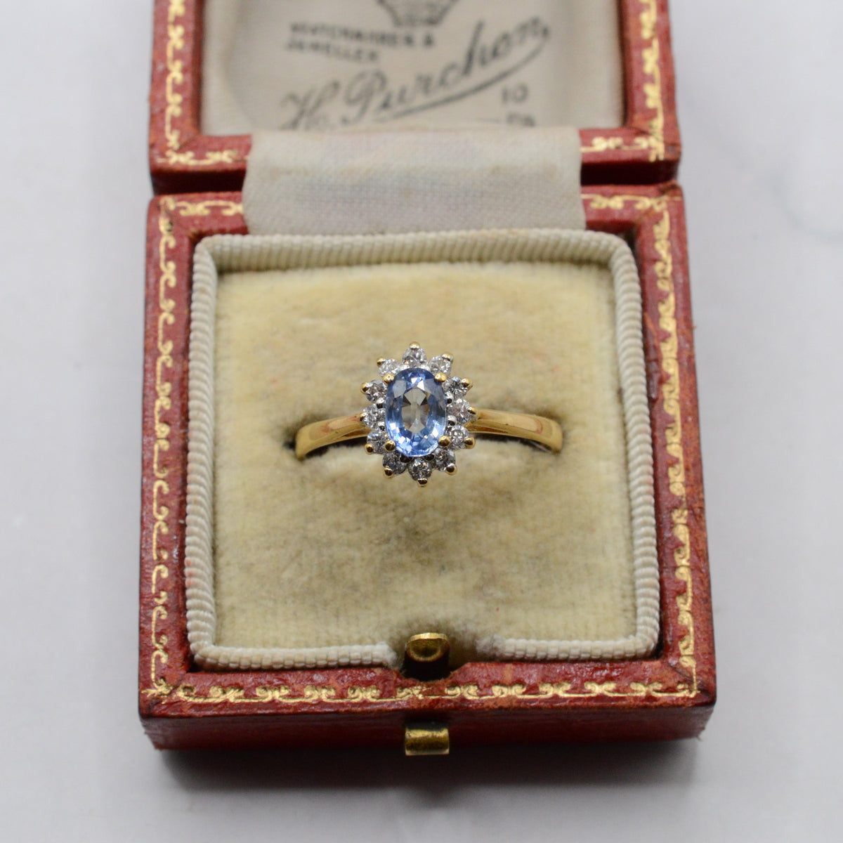 1980s 18ct Gold Sapphire & Diamond Cluster Ring