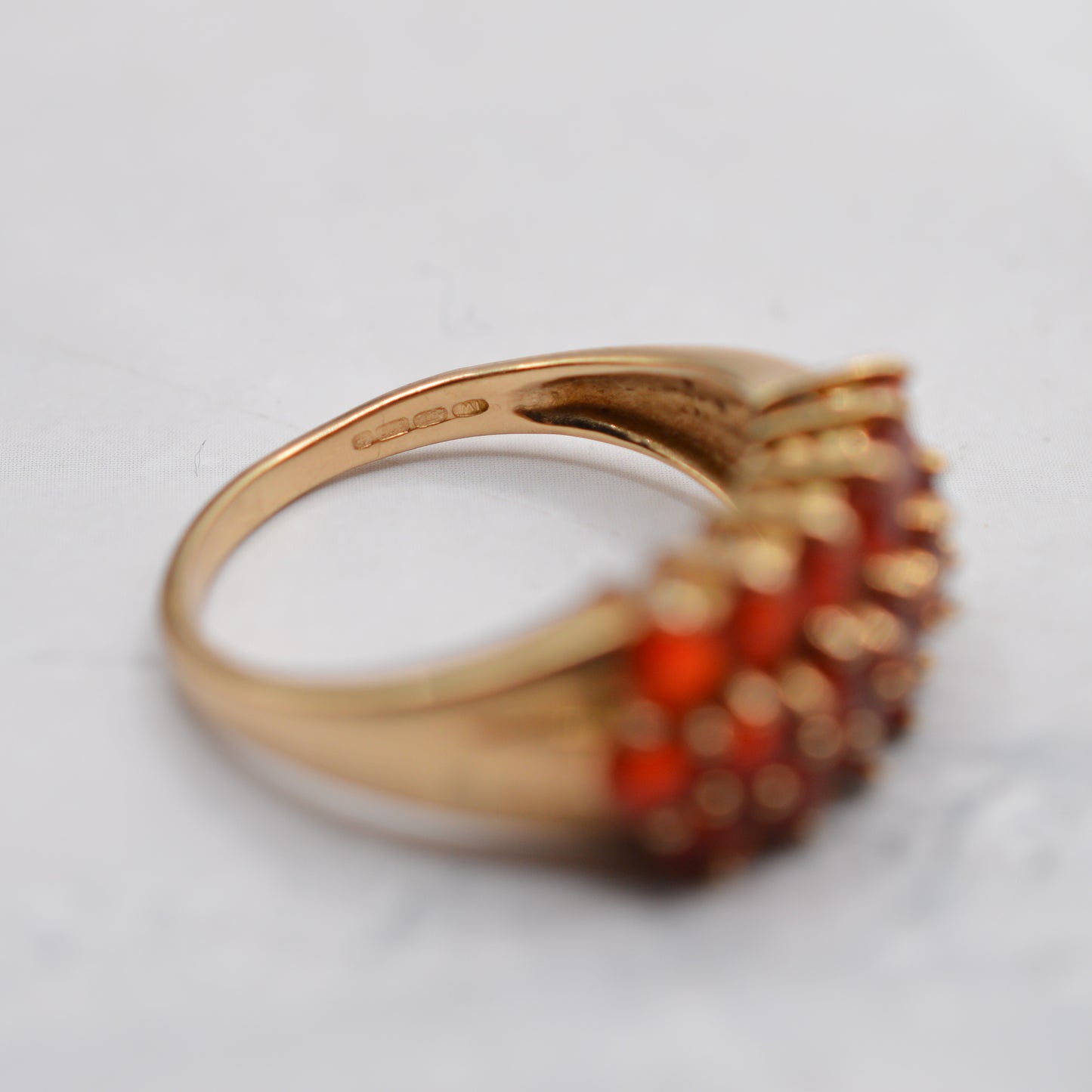 Chunky 9ct Gold Garnet Triple Row Ring