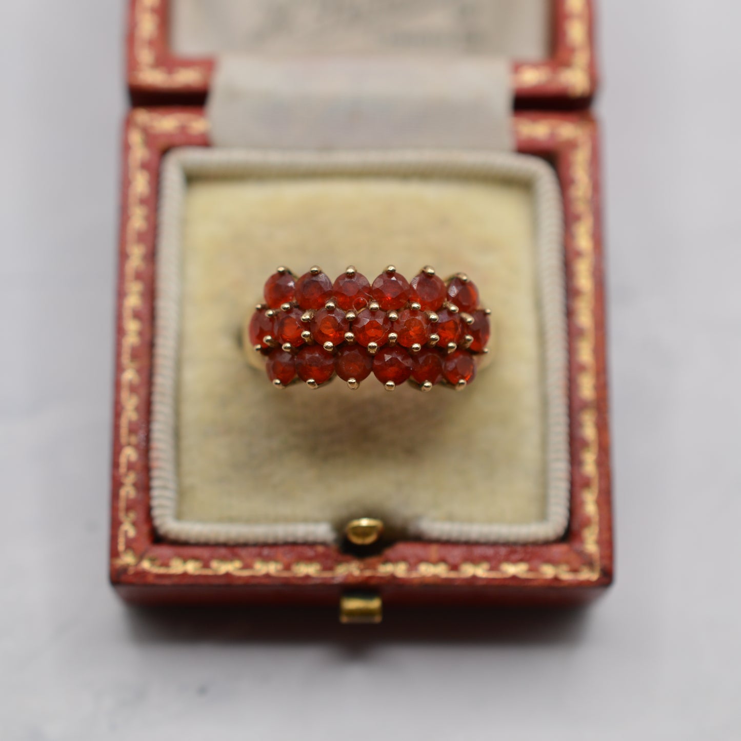 Chunky 9ct Gold Garnet Triple Row Ring